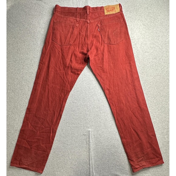 Levi's Other - Levis 501XX Jeans Mens 36x34 Red Straight Leg Button Fly 100% Cotton Denim Pants
